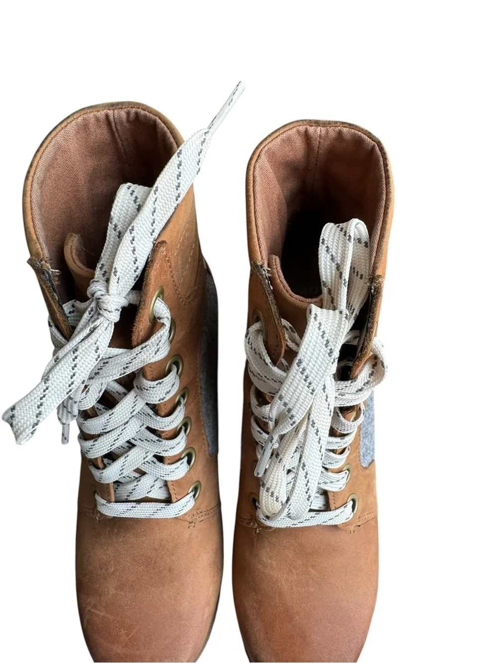 Sorel - Joan of Arctic Wedge II Lace Up Boots Brown Gray Felt Sz 7.5